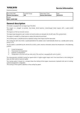 Volvo L220D Wheel Loader Service Repair Manual Instant Download