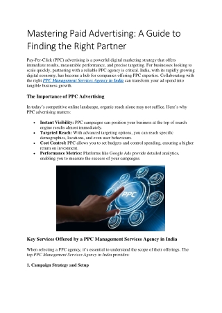 Mastering Paid Advertising A Guide to Finding the Right Partner
