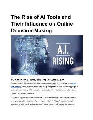 The Rise of AI Tools and Their Influence on Online Decision-Making