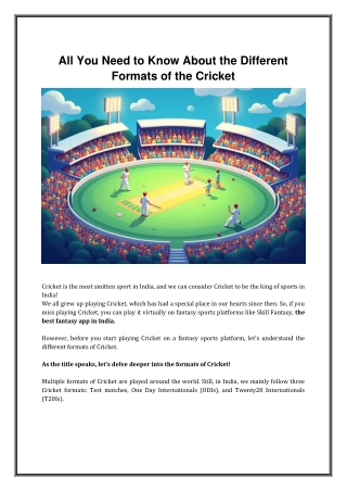 All You Need to Know About the Different Formats of the Cricket