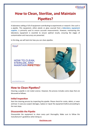 How to Clean, Sterilize, and Maintain Pipettes