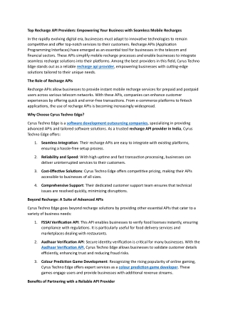 Top Recharge API Providers