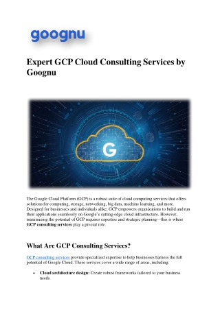 Top gcp cloud consulting services - Goognu