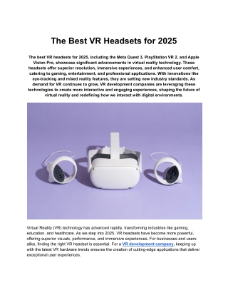 The Best VR Headsets for 2025