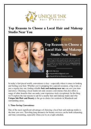 Top Reasons to Choose a Local Hair and Makeup Studio Near You