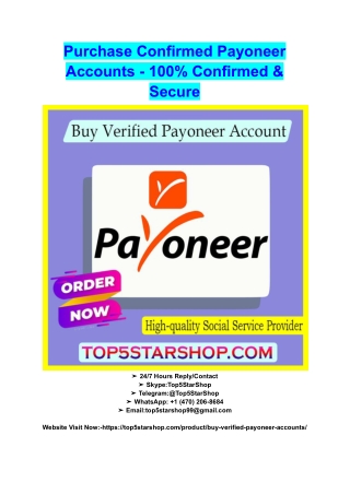 Purchase Confirmed Payoneer Accounts - 100% Confirmed & Secure