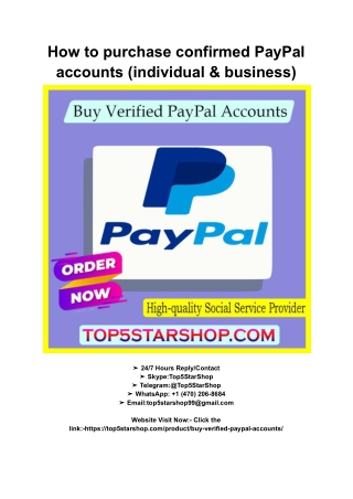 How to purchase confirmed PayPal accounts (individual & business)