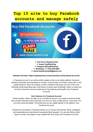 Top 10 site to buy Facebook accounts and manage safely