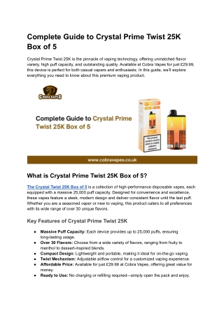 Complete Guide to Crystal Prime Twist 25K Box of 5