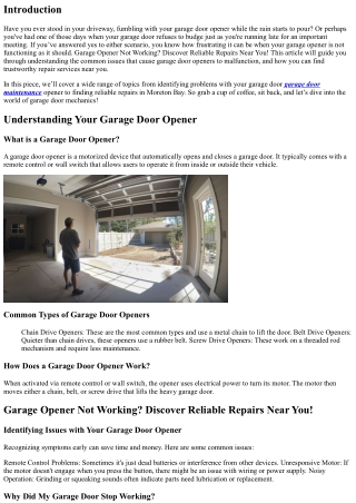 “Garage Opener Not Working? Discover Reliable Repairs Near You!”