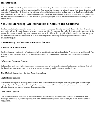 “San Jose Marketing: An Intersection of Culture and Commerce”