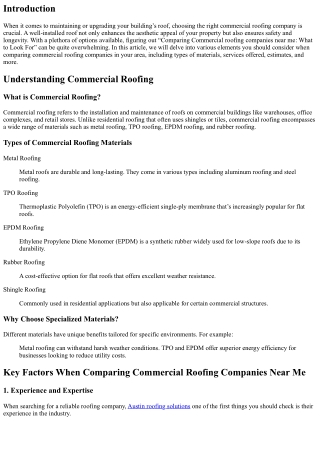 “Comparing Commercial roofing companies near me: What to Look For”