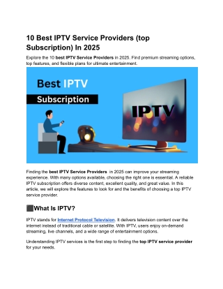 10 Best IPTV Service Providers (top Subscription) In 2025