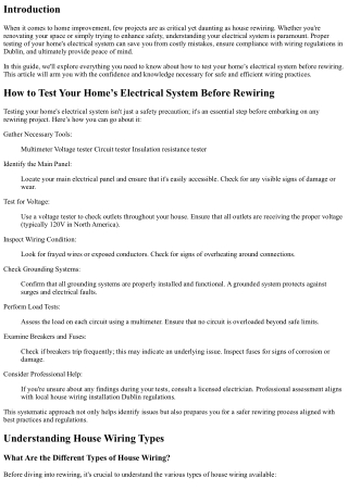 “How to Test Your Home’s Electrical System Before Rewiring”