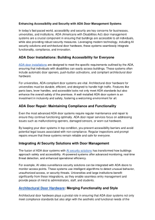 Enhancing Accessibility and Security with ADA Door Management Systems
