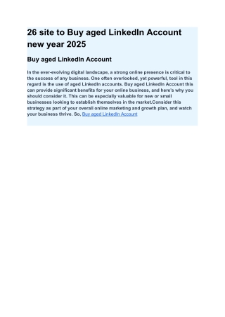 26 site to Buy aged LinkedIn Account new year 2025