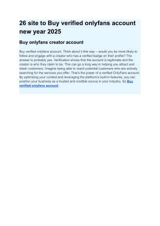 26 site to Buy verified onlyfans account new year 2025