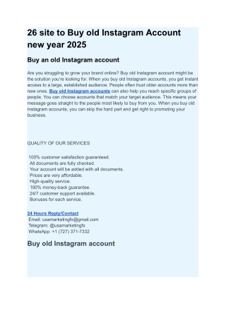 How can to Buy old Instagram Account new year 2025