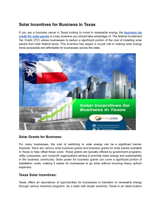 Solar Incentives for Business In Texas