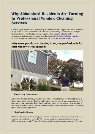 Why Abbotsford Residents Are Turning to Professional Window Cleaning Services