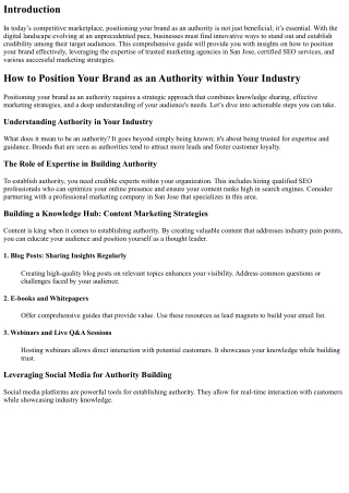 How to Position Your Brand as an Authority within Your Industry