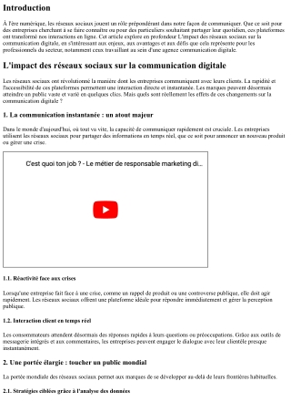 L'impact des réseaux sociaux sur la communication digitale
