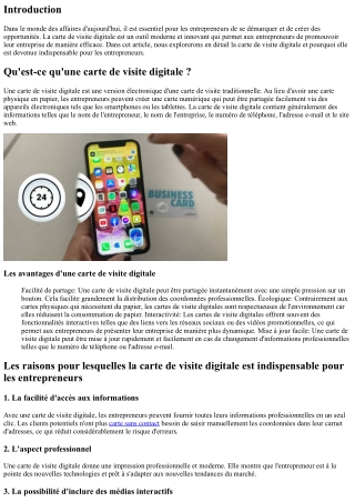 La carte de visite digitale : un outil indispensable pour les entrepreneurs