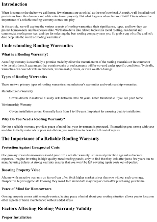 “The Importance of a Reliable Roofing Warranty”