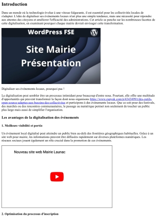 'Digitaliser ses événements locaux, pourquoi pas !'