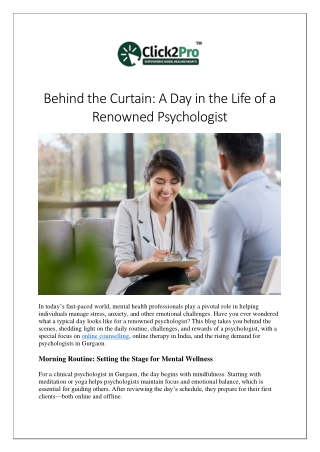 Behind the Curtain A Day in the Life of a Renowned Psychologist