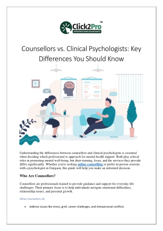 Counsellors vs Clinical Psychologists Key Differences You Should Know