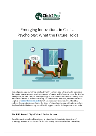 Emerging Innovations in Clinical Psychology What the Future Holds