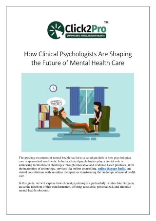 How Clinical Psychologists Are Shaping the Future of Mental Health Care