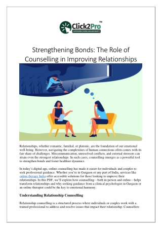 Strengthening Bonds The Role of Counselling in Improving Relationships