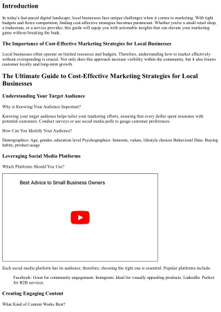 The Ultimate Guide to Cost-Effective Marketing Strategies for Local Businesses