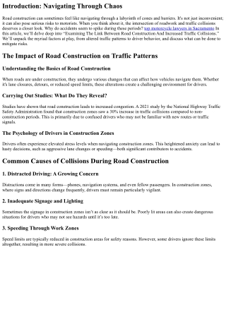 “Examining The Link Between Road Construction And Increased Traffic Collisions”