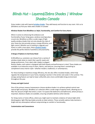 Blinds Hut – Layered/Zebra Shades | Window Shades Canada
