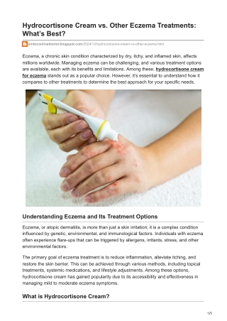 Hydrocortisone Cream vs Other Eczema Treatments Whats Best