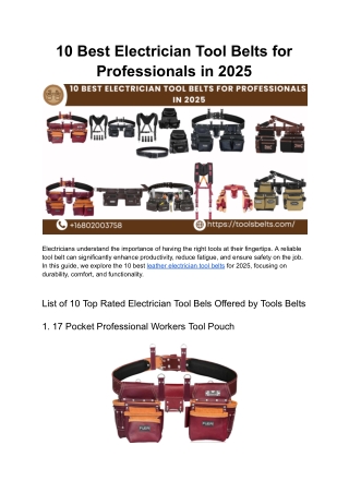 10 Best Electrician Tool Belts for Professionals in 2025