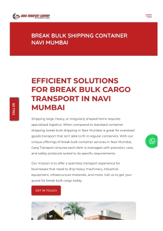 Break Bulk Cargo and Shipping Container Navi Mumbai