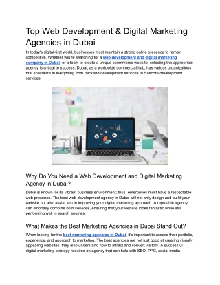 Top Web Development & Digital Marketing Agencies in Dubai