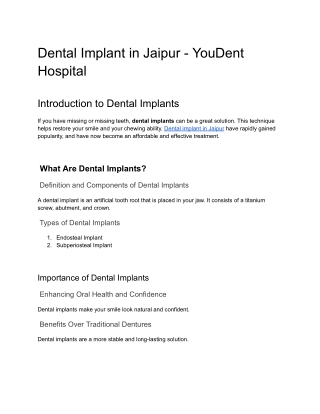 Dental Implant in Jaipur - YouDent Hospital