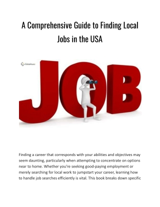 A Comprehensive Guide to Finding Local Jobs in the USA