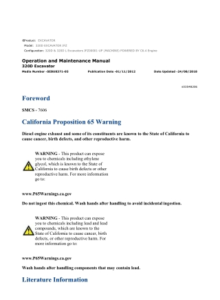 Caterpillar CAT 320D EXCAVATOR (JFZ00001-UP) Operation and Maintenance Manual Instant Download