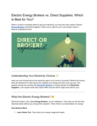 Electric Energy Brokers vs. Direct Suppliers: Which Is Best for You?