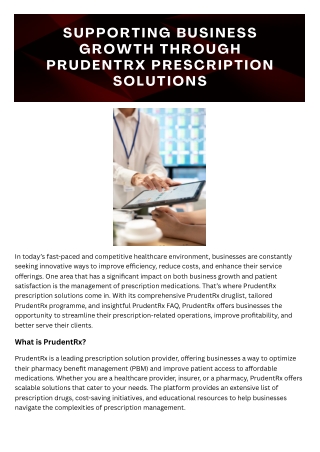Supporting Business Growth Through PrudentRx Prescription Solutions