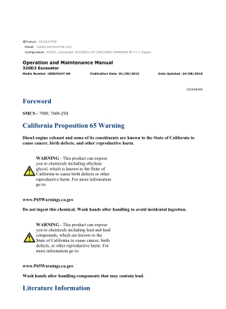 Caterpillar CAT 320D2 EXCAVATOR (XCC00001-UP) Operation and Maintenance Manual Instant Download