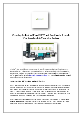 Sip Trunk Providers Ireland | Speechpath
