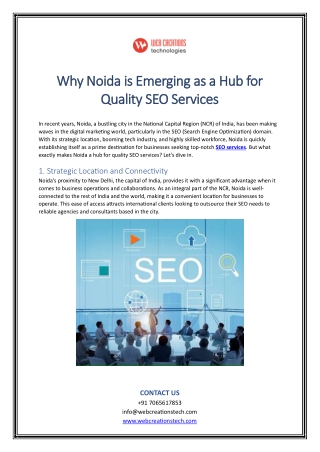 Why Noida is Emerging as a Hub for Quality SEO Services