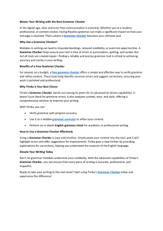 Master Your Writing with the Best Grammar Checker